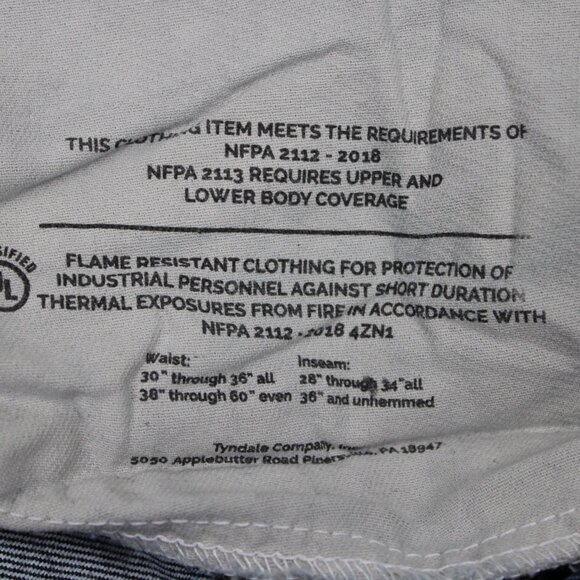 Tyndale FR Jeans Mens 35x34 Blue 5-Pocket FRMC FLF 800 Flame Resistant Workwear - Picture 14 of 16
